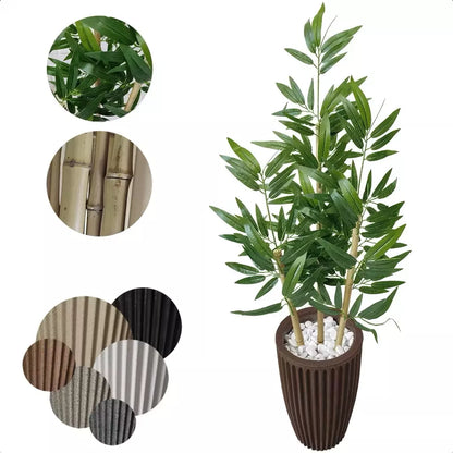 Bambu da Sorte Artificial com Vaso Decorativo e Pedras Naturais – Elegância e Harmonia