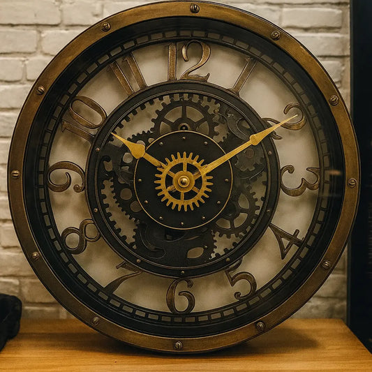 Relógio Vintage Retrô com Engrenagens – Decoração Minimalista & Sofisticada