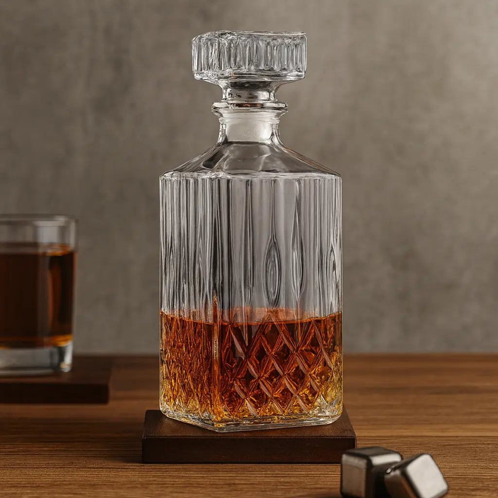Decanter de Vidro Retrô 1L – Decoração Sofisticada para Whisky