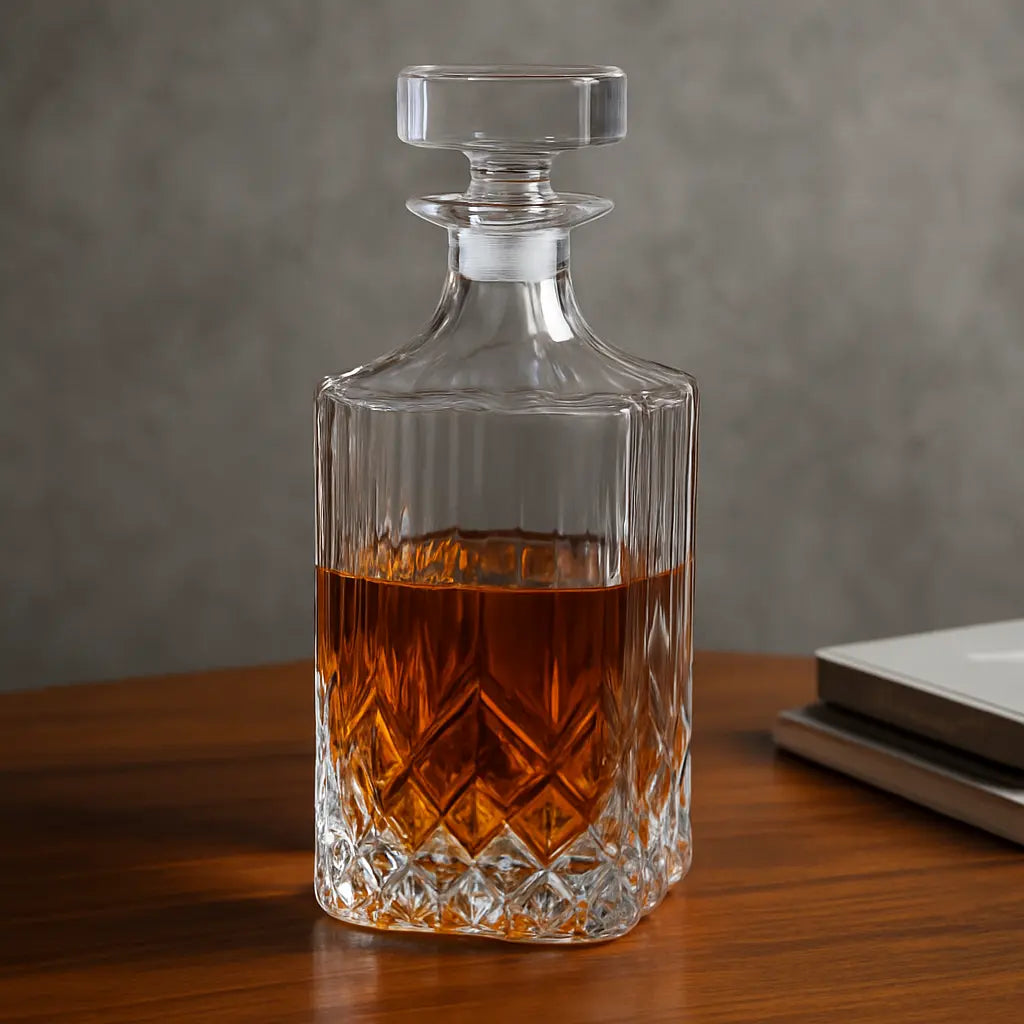 Decanter de Vidro Retrô 1L – Decoração Sofisticada para Whisky