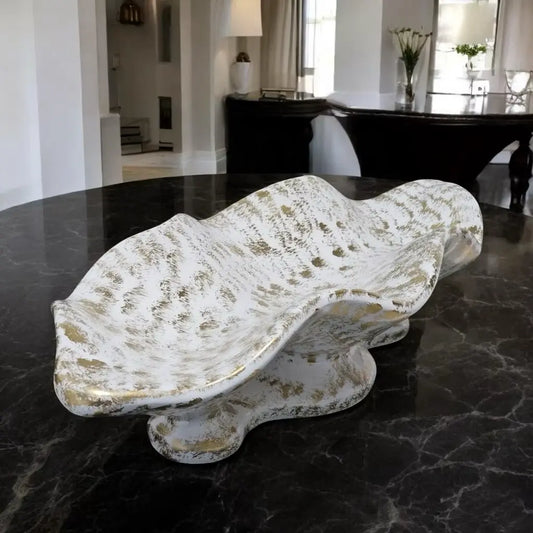 Barca Decorativa em Cerâmica – Centro de Mesa Grande para Sala e Aparador 47cm