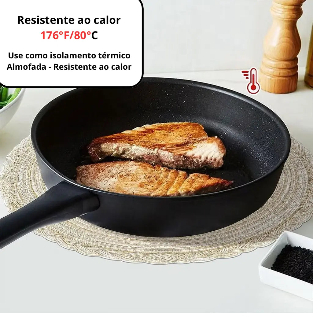 Jogo Americano Algodão e Linho 4/8 Peças – Mesa Posta de Jantar Design Redondo