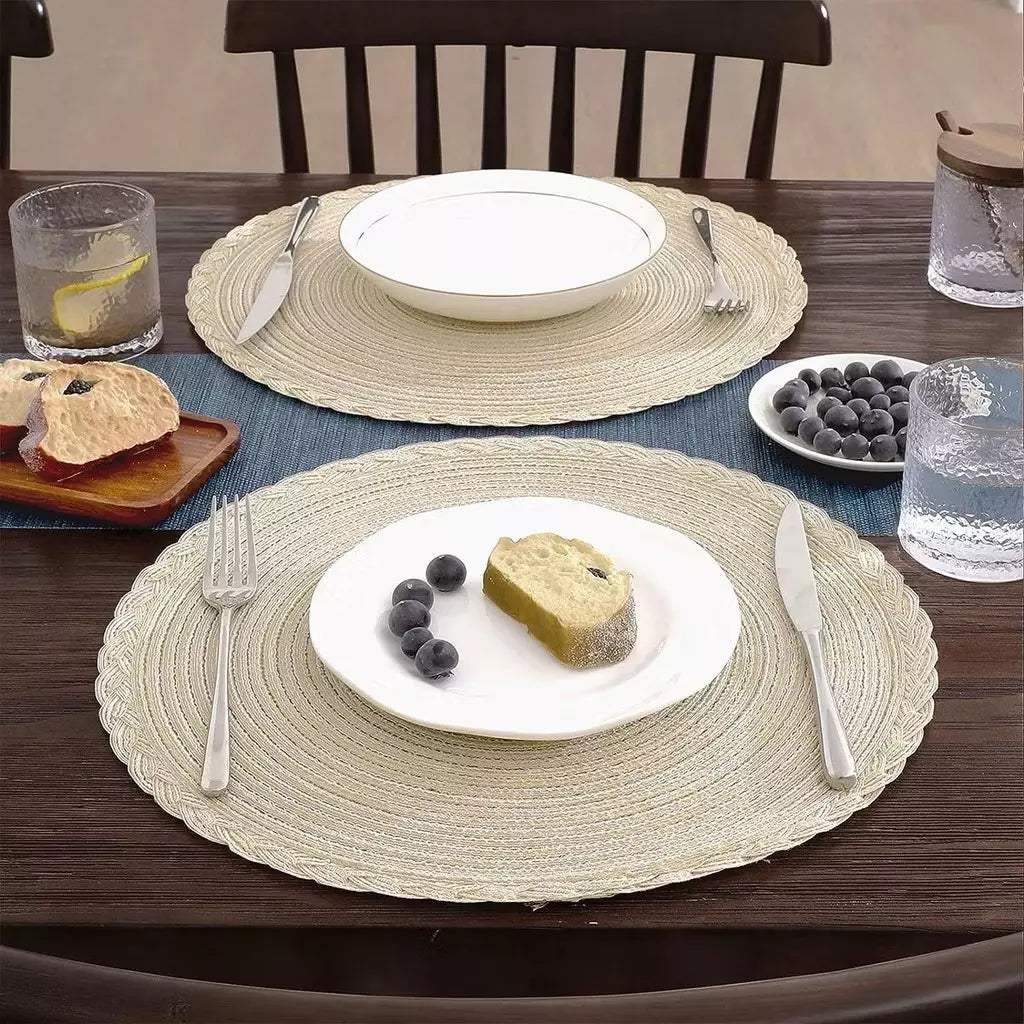 Jogo Americano Algodão e Linho 4/8 Peças – Mesa Posta de Jantar Design Redondo