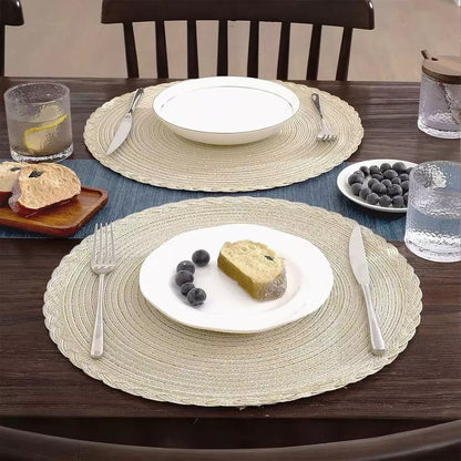 Jogo Americano Algodão e Linho 4/8 Peças – Mesa Posta de Jantar Design Redondo